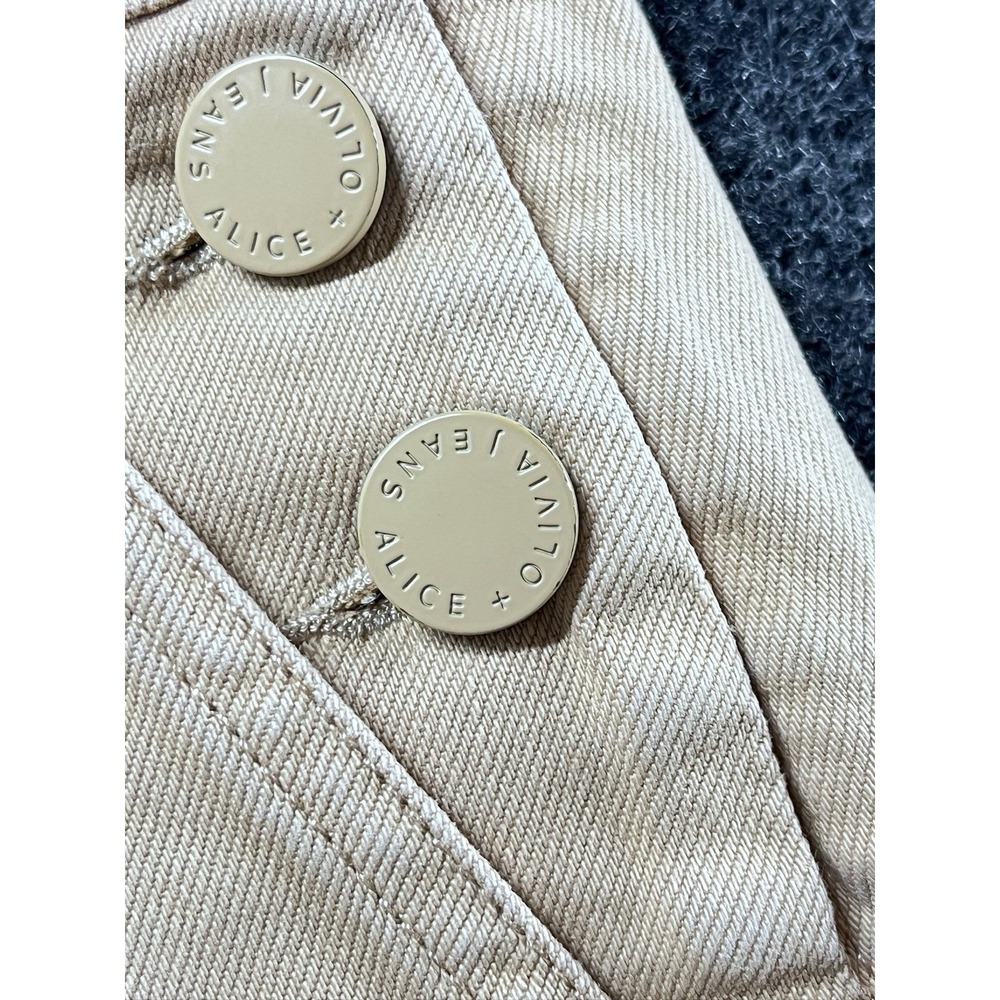 ALICE + OLIVIA Jeans Wide Leg Cargo High Rise Khaki Pants Women's Size 24 Button - Picture 6 of 11